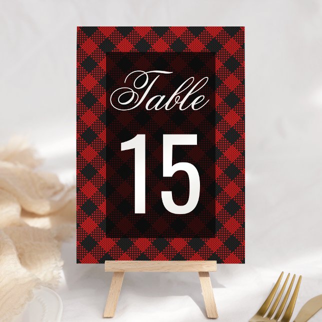 Numeração De Mesa Casamento Moderno Xadrez Búfalo Vermelho (Criador carregado)