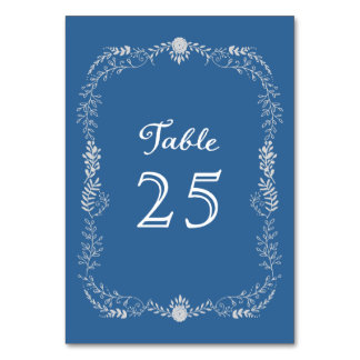 Numeração De Mesa Casamento Monocromático da Terra Azul e Prata Eleg