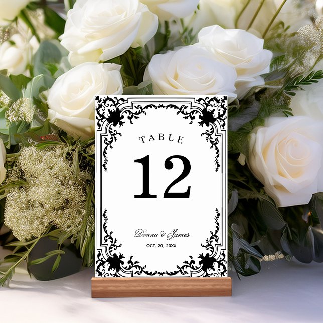 Numeração De Mesa Casamento Monocromático Elegante Branco e Preto Vi (Criador carregado)