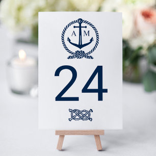 Numeração De Mesa Casamento Monograma Âncora Azul Marinho Náutico Br