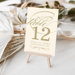 Numeração De Mesa Casamento Monograma de Caligrafia em Marfim Elegan