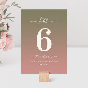 Numeração De Mesa Casamento Monograma de Mão-de-Rosa Verde e Dusty