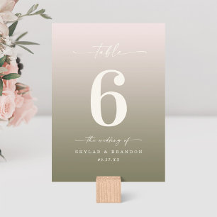 Numeração De Mesa Casamento Monograma De Mão Rosa Pó E Lily Verde