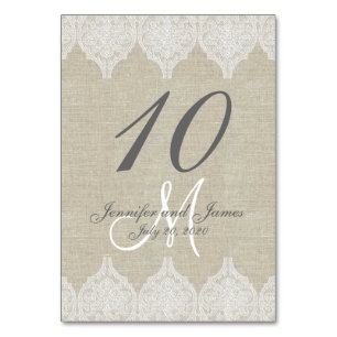 Numeração De Mesa Casamento morno rústico do laço