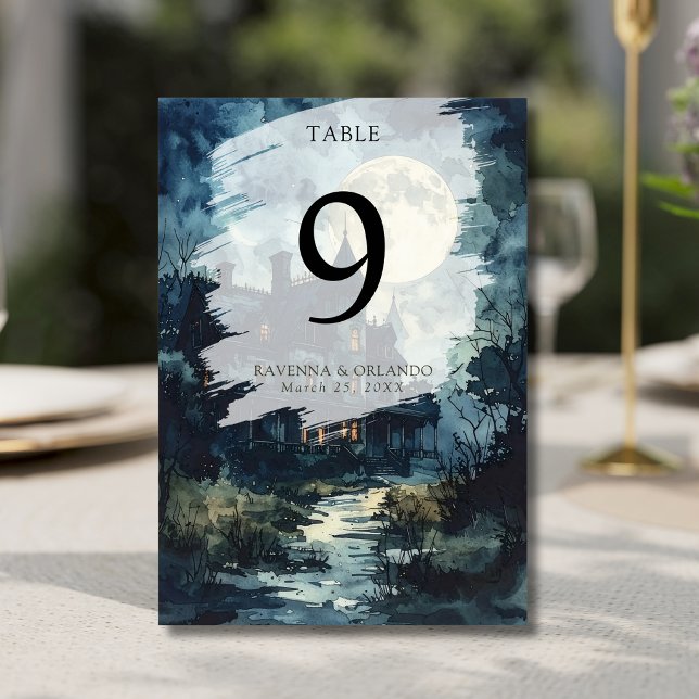 Numeração De Mesa Casamento na Lua do Castelo Gótico de Halloween (Criador carregado)