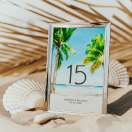 Numeração De Mesa Casamento na Praia com Palmeira Tropical de Verão