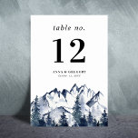 Numeração De Mesa Casamento natural da paisagem natural das montanha<br><div class="desc">Decorre sua mesa de casamento com este cartão numérico,  apresentando floresta com montanhas e texto personalizado de sua escolha. Adicione facilmente seus próprios detalhes clicando na opção "personalizar".</div>