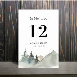 Numeração De Mesa Casamento Natureza da Floresta de Montanhas Rústic<br><div class="desc">Decorre sua mesa de casamento com este cartão, com floresta verde com montanhas e texto personalizado de sua escolha. Adicione facilmente seus próprios detalhes clicando na opção "personalizar". 🌸 NOTA: o tamanho desta placa é de 3, 5" x 5". Se você quiser um tamanho maior, entre em contato comigo antes...</div>