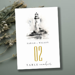 Numeração De Mesa Casamento Náutico do Farol Negro e Branco