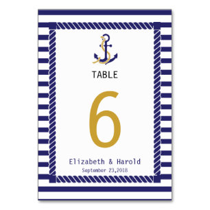 Numeração De Mesa Casamento Náutico Elegante Listras Azuis Marinho