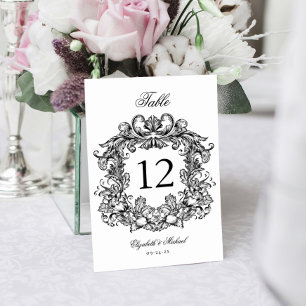 Numeração De Mesa Casamento Negra Branco Elegante Vintage