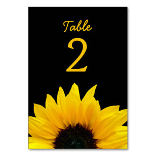 Numeração De Mesa Casamento Negro de Flor Amarelo de Girassol