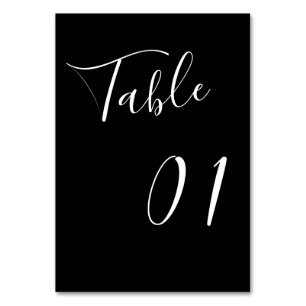 Numeração De Mesa Casamento Negro de Script de Caligrafia Minimalist