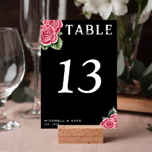 Numeração De Mesa Casamento Negro do Rosa vermelha