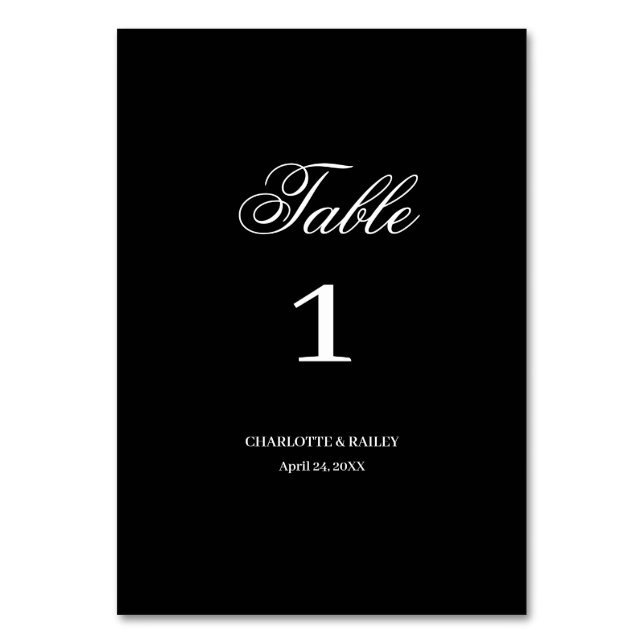 Numeração De Mesa Casamento Negro e Branco (Frente)