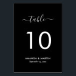 Numeração De Mesa Casamento Negro e Branco Elegante<br><div class="desc">Cartão personalizado preto e branco de números de tabelas de casamento com uma fonte moderna. Itens correspondentes disponíveis.</div>
