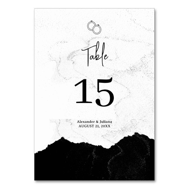 Numeração De Mesa Casamento Negro e Branco minimalista (Frente)