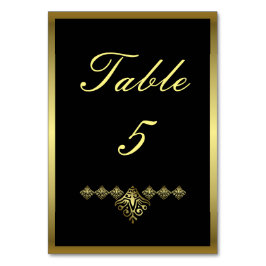 Numeração De Mesa Casamento negro e Dourado Elegante Número 5