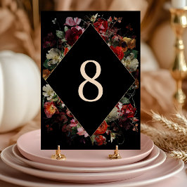 Numeração De Mesa Casamento negro floral elegante