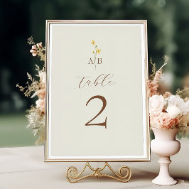 Numeração De Mesa Casamento Neutral de Flores Selvagens