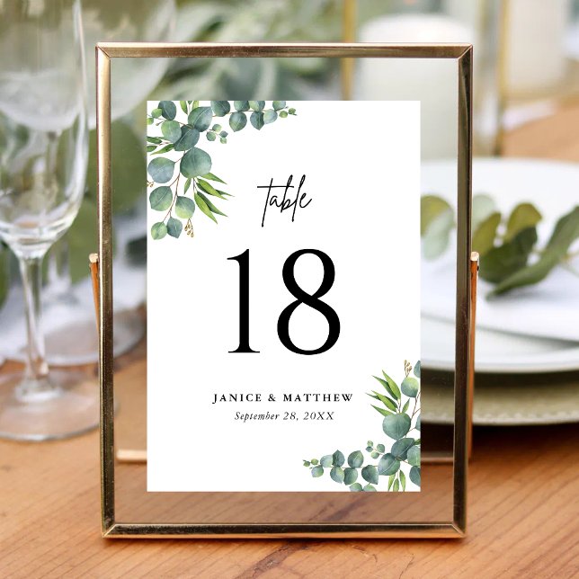 Numeração De Mesa Casamento no Bosque de Eucalipto Salvia (Sage eucalyptus woodland table number adds natural charm while guiding guests to seats.)