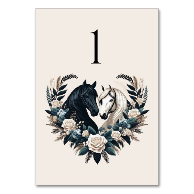 Numeração De Mesa Casamento no Campo - Cavalos Apaixonados (Frente)