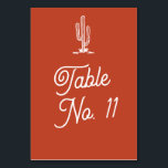 Numeração De Mesa Casamento no Deserto do Saguaro Cactus Vermelho Ne<br><div class="desc">Número de Tabela Personalizada de Casamento do Deserto do Saguaro Cactus,  Retro Terracotta Vermelho,  Negrito</div>