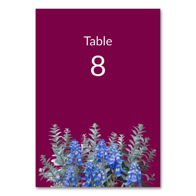 Numeração De Mesa Casamento no inverno brilhante com Bluebonnet (Frente)