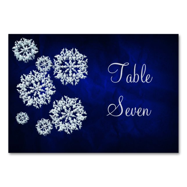 Numeração De Mesa Casamento no inverno de Neve Azul Elegante (Frente)