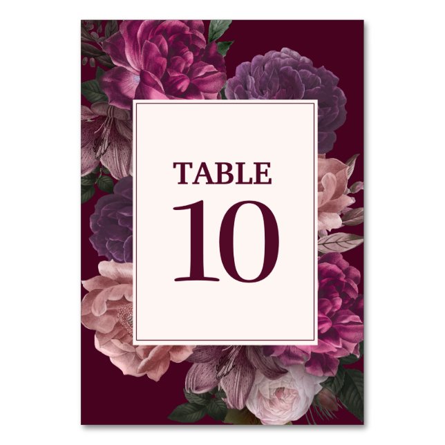 Numeração De Mesa Casamento no inverno de queda floral de Aquarela e (Frente)