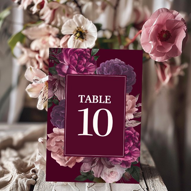 Numeração De Mesa Casamento no inverno de queda floral de Aquarela e (Criador carregado)