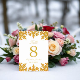 Numeração De Mesa Casamento no inverno Dourado Floco de Neve