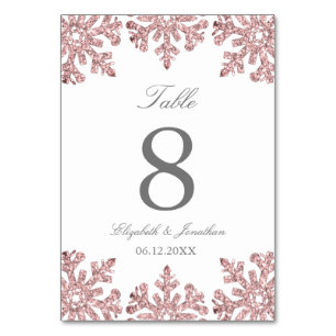 Numeração De Mesa Casamento no inverno Dourado Floco de Neve Rosa Ro