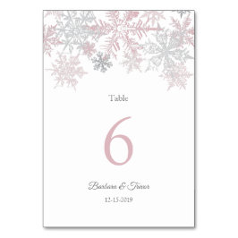 Numeração De Mesa Casamento no inverno Dusty Pink & Silver Snowflake
