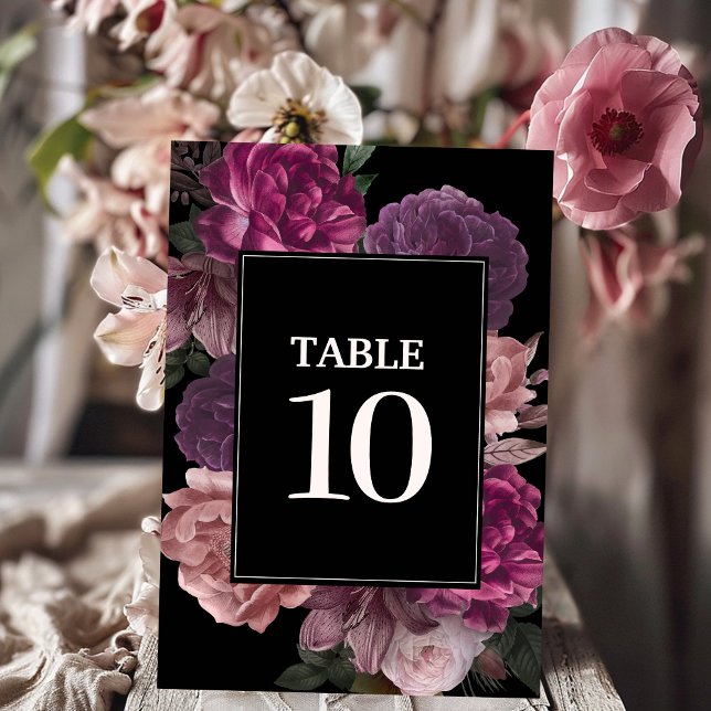 Numeração De Mesa Casamento no inverno negro floral de Aquarela escu (Criador carregado)