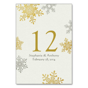 Numeração De Mesa Casamento no inverno Silver Dourado Flocos de Neve