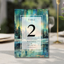 Numeração De Mesa Casamento no Lago sob o Céu Noturno da Floresta co