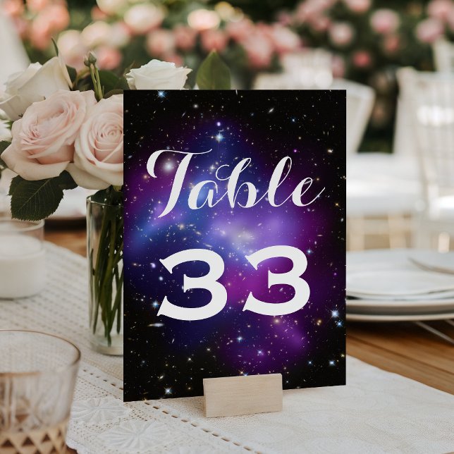 Numeração De Mesa Casamento no Planetário do Aglomerado de Galáxias  (Purple Galaxy Cluster Planetarium Wedding Table Number)