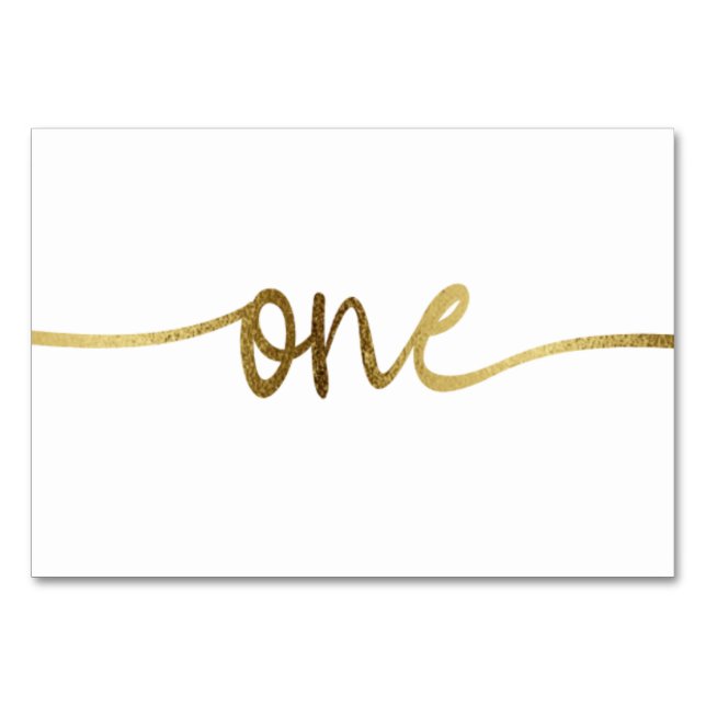 Numeração De Mesa Casamento Número Um Texto Ouro Branco (Frente)