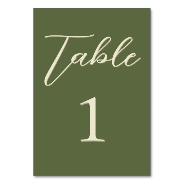 Numeração De Mesa Casamento Oliva e Bege (Frente)
