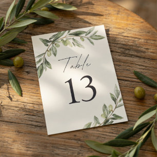 Numeração De Mesa Casamento Olive Branch Elegante Botânica de Verd