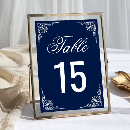 Numeração De Mesa Casamento Ornamentado Azul Meia-Noite
