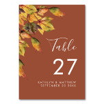 Numeração De Mesa Casamento outono Rustic Brown Autumn<br><div class="desc">Número da Tabela de Casamentos outono de Folhagem de outono de Brown. Todos os textos estão pré-organizados para que você personalize fácil e rapidamente com seus próprios detalhes.</div>