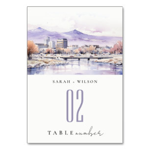 Numeração De Mesa Casamento Paisagem Aquarela em Boise, Idaho