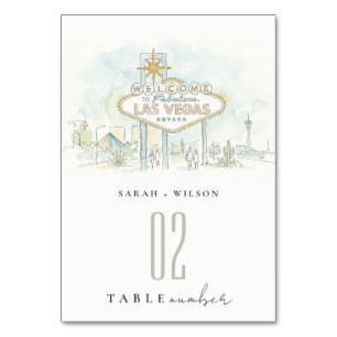 Numeração De Mesa Casamento Paisagem Aquarela Las Vegas Nevada