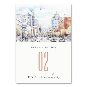Numeração De Mesa Casamento Paisagem Aquarela Omaha Nebraska
