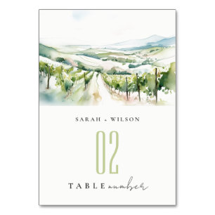 Numeração De Mesa Casamento Paisagem Vinícola Aquarela Pastel Suave