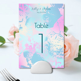 Numeração De Mesa Casamento Pastel Abstrato Moderno