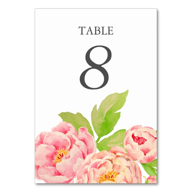 Numeração De Mesa Casamento Peônia Rosa (Frente)