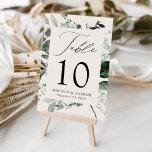 Numeração De Mesa Casamento Personalizado Abundant Greenery<br><div class="desc">Cartões de mesa de casamento elegantes e botânicos com o número da tabela, seus nomes e data de casamento aninhados em um quadro retangular cercados por eucalipto, samambaias e outros ricos verdes em um fundo creme. Personalize o número de cada placa de mesa e adicione-o ao seu carrinho. Projetado para...</div>